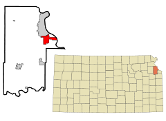 Ubicación en el condado de Leavenworth en KansasUbicación de Kansas en EE. UU.