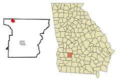 Lee County Georgia Incorporated and Unincorporated areas Smithville Highlighted.svg