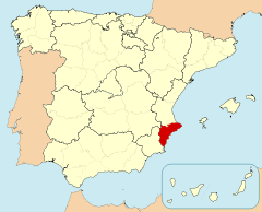 Ubicación de la provincia de Alicante