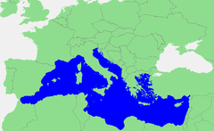 Mapa de Europa mostrando el mar Mediterráneo