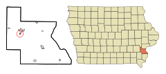 Louisa County Iowa Incorporated and Unincorporated areas Columbus City Highlighted.svg