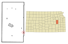 Ubicación en el condado de Lyon en KansasUbicación de Kansas en EE. UU.