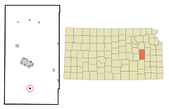 Ubicación en el condado de Lyon en KansasUbicación de Kansas en EE. UU.