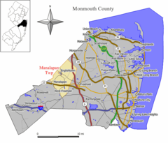 Ubicación en el condado de Monmouth en Nueva JerseyUbicación de Nueva Jersey en EE. UU.