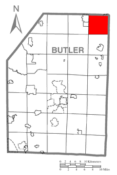 Ubicación en el condado de ButlerUbicación del condado en PensilvaniaUbicación de Pensilvania en EE. UU.