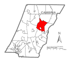 Ubicación en el condado de CambriaUbicación del condado en PensilvaniaUbicación de Pensilvania en EE. UU.