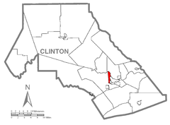 Ubicación en el condado de ClintonUbicación del condado en PensilvaniaUbicación de Pensilvania en EE. UU.