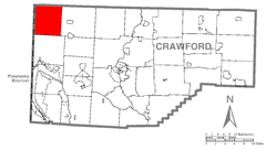 Ubicación en el condado de CrawfordUbicación del condado en PensilvaniaUbicación de Pensilvania en EE. UU.