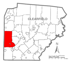 Ubicación en el condado de ClearfieldUbicación del condado en PensilvaniaUbicación de Pensilvania en EE. UU.