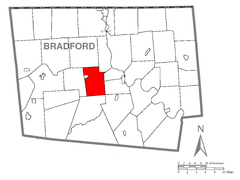 Ubicación en el condado de BradfordUbicación del condado en PensilvaniaUbicación de Pensilvania en EE. UU.
