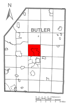 Ubicación en el condado de ButlerUbicación del condado en PensilvaniaUbicación de Pensilvania en EE. UU.