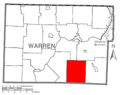 Ubicación en el condado de WarrenUbicación del condado en PensilvaniaUbicación de Pensilvania en EE. UU.