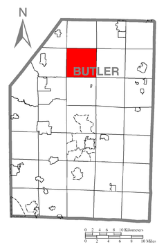 Ubicación en el condado de ButlerUbicación del condado en PensilvaniaUbicación de Pensilvania en EE. UU.