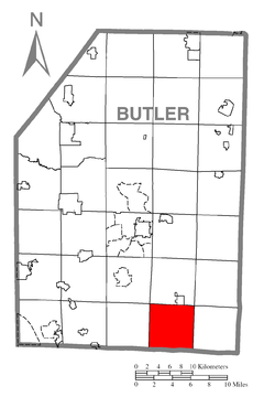 Ubicación en el condado de ButlerUbicación del condado en PensilvaniaUbicación de Pensilvania en EE. UU.