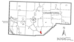 Ubicación en el condado de CrawfordUbicación del condado en PensilvaniaUbicación de Pensilvania en EE. UU.