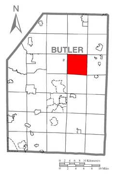 Ubicación en el condado de ButlerUbicación del condado en PensilvaniaUbicación de Pensilvania en EE. UU.