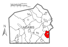 Ubicación en el condado de AdamsUbicación del condado en PensilvaniaUbicación de Pensilvania en EE. UU.