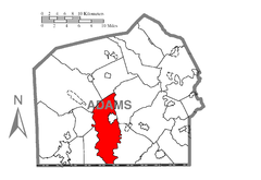 Ubicación en el condado de AdamsUbicación del condado en PensilvaniaUbicación de Pensilvania en EE. UU.