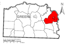 Ubicación en el condado de GreeneUbicación del condado en PensilvaniaUbicación de Pensilvania en EE. UU.