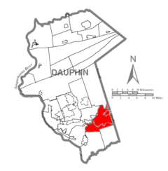 Ubicación en el condado de DauphinUbicación del condado en PensilvaniaUbicación de Pensilvania en EE. UU.