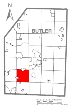 Ubicación en el condado de ButlerUbicación del condado en PensilvaniaUbicación de Pensilvania en EE. UU.