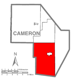 Ubicación en el condado de CameronUbicación del condado en PensilvaniaUbicación de Pensilvania en EE. UU.