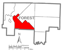 Ubicación en el condado de ForestUbicación del condado en PensilvaniaUbicación de Pensilvania en EE. UU.