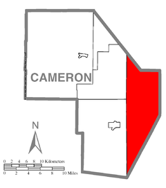 Ubicación en el condado de CameronUbicación del condado en PensilvaniaUbicación de Pensilvania en EE. UU.