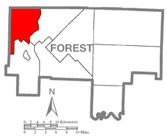 Ubicación en el condado de ForestUbicación del condado en PensilvaniaUbicación de Pensilvania en EE. UU.