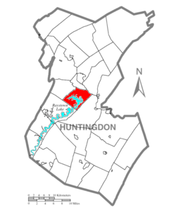 Ubicación en el condado de HuntingdonUbicación del condado en PensilvaniaUbicación de Pensilvania en EE. UU.