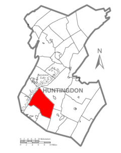 Ubicación en el condado de HuntingdonUbicación del condado en PensilvaniaUbicación de Pensilvania en EE. UU.