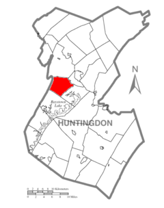 Ubicación en el condado de HuntingdonUbicación del condado en PensilvaniaUbicación de Pensilvania en EE. UU.