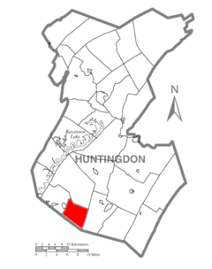 Ubicación en el condado de HuntingdonUbicación del condado en PensilvaniaUbicación de Pensilvania en EE. UU.