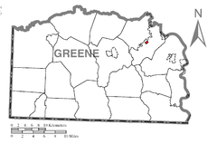 Ubicación en el condado de GreeneUbicación del condado en PensilvaniaUbicación de Pensilvania en EE. UU.