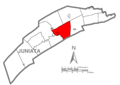 Ubicación en el condado de JuniataUbicación del condado en PensilvaniaUbicación de Pensilvania en EE. UU.