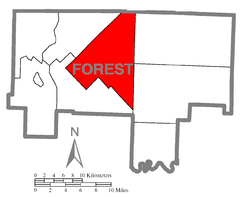 Ubicación en el condado de ForestUbicación del condado en PensilvaniaUbicación de Pensilvania en EE. UU.