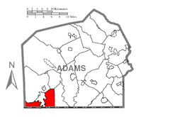 Ubicación en el condado de AdamsUbicación del condado en PensilvaniaUbicación de Pensilvania en EE. UU.