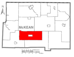 Ubicación en el condado de McKeanUbicación del condado en PensilvaniaUbicación de Pensilvania en EE. UU.