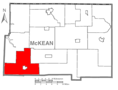 Ubicación en el condado de McKeanUbicación del condado en PensilvaniaUbicación de Pensilvania en EE. UU.