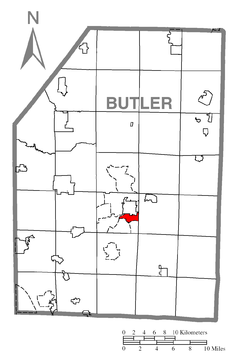 Ubicación en el condado de ButlerUbicación del condado en PensilvaniaUbicación de Pensilvania en EE. UU.