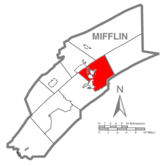 Ubicación en el condado de MifflinUbicación del condado en PensilvaniaUbicación de Pensilvania en EE. UU.