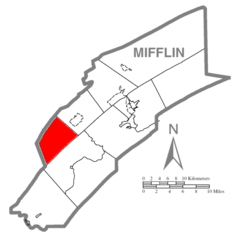 Ubicación en el condado de MifflinUbicación del condado en PensilvaniaUbicación de Pensilvania en EE. UU.