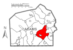 Ubicación en el condado de AdamsUbicación del condado en PensilvaniaUbicación de Pensilvania en EE. UU.