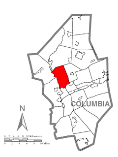 Ubicación en el condado de ColumbiaUbicación del condado en PensilvaniaUbicación de Pensilvania en EE. UU.