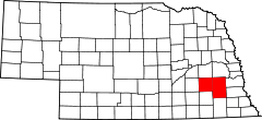 Map of Nebraska highlighting Lincoln metropolitan area.svg