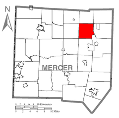 Ubicación en el condado de MercerUbicación del condado en PensilvaniaUbicación de Pensilvania en EE. UU.