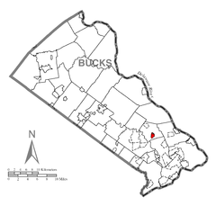 Ubicación en el condado de BucksUbicación del condado en PensilvaniaUbicación de Pensilvania en EE. UU.