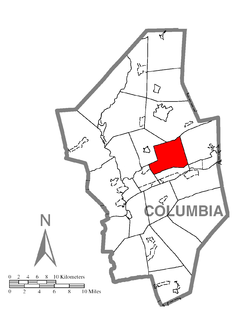 Ubicación en el condado de ColumbiaUbicación del condado en PensilvaniaUbicación de Pensilvania en EE. UU.