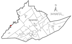 Ubicación en el condado de CentreUbicación del condado en PensilvaniaUbicación de Pensilvania en EE. UU.