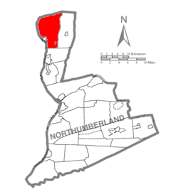 Ubicación en el condado de NorthumberlandUbicación del condado en PensilvaniaUbicación de Pensilvania en EE. UU.